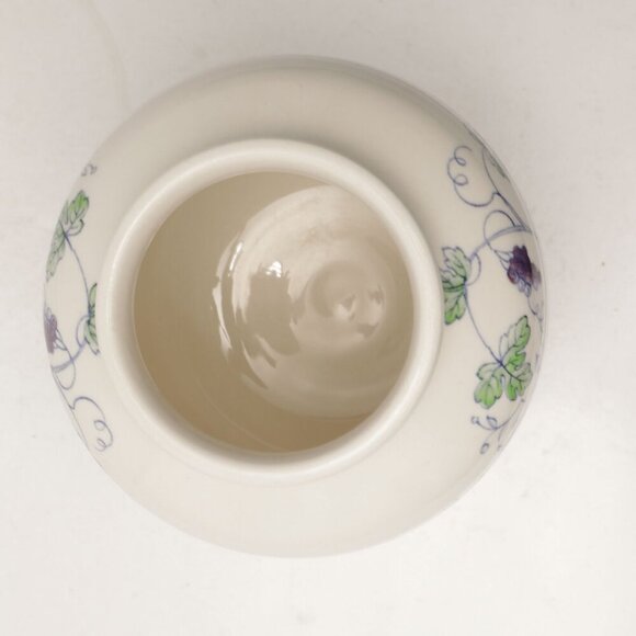 Vintage Wedgewood Ceramic Floral Jar England Ridges White Blue Tea Canister Vase - Picture 7 of 8